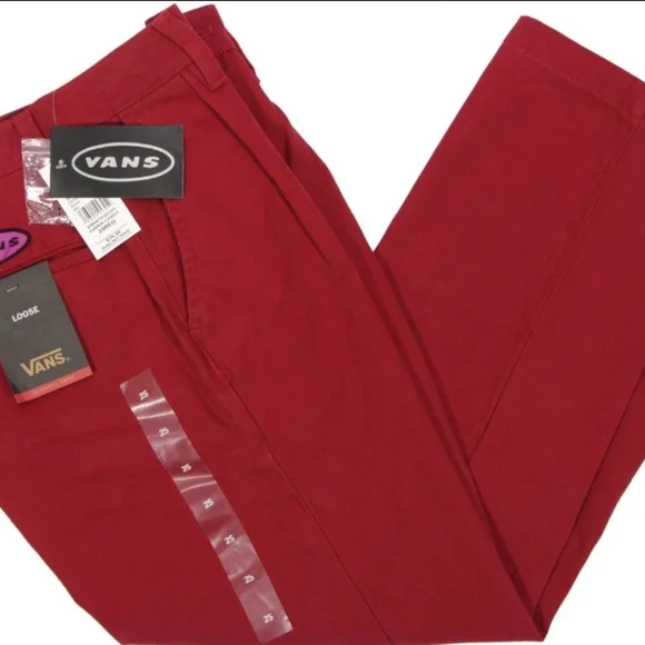 Vans Authentic Knost La Curren Chino Loose Fit Women Red Cotton New 042026 - Picture 2 of 11